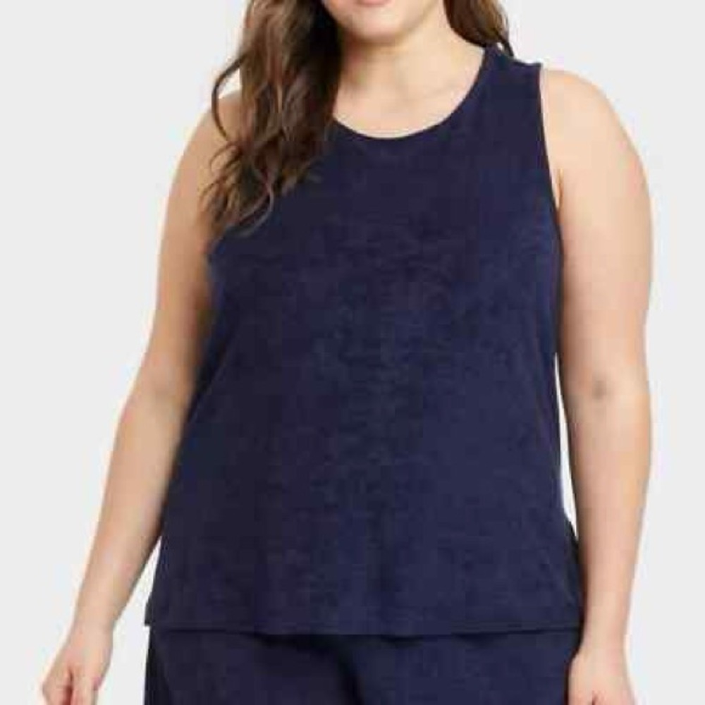 A New Day Sleeveless Terry Tank Top | Navy Blue | Size 2X | NWT